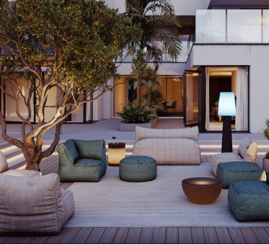 DOTTY Puff Love Seat & DOTTY Pouf Club Corner von Roolf Outdoor Living
